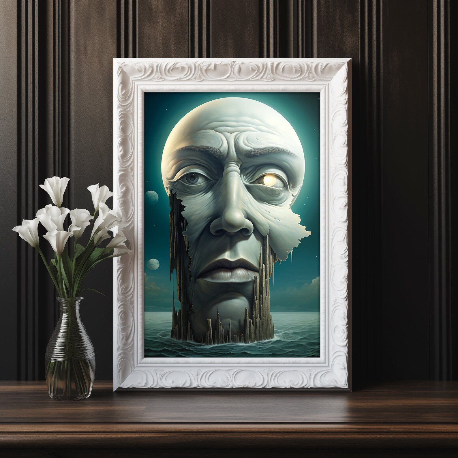 Moon Art Print Moon Wall Art Dark Moon Poster Moon Lover Gift Celestial