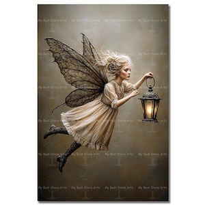 Moody Fairy Art Print - Fantasy Fairytale Poster, Whimsical Fae Home Decor, Victorian Gothic Themed Picture, Mystical Woman Decor