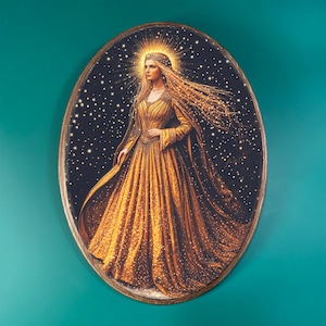 Asteria Wooden Decor- Greek Goddess of the Stars, Vintage Style Wood Plaque, Witchy Mystical Gothic Wall Art, Dark Academia Pagan Decor
