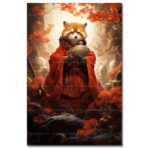 Red Panda Art Print - Fantasy Poster, Whimsical Wall Decor, Fairytale Animal Picture