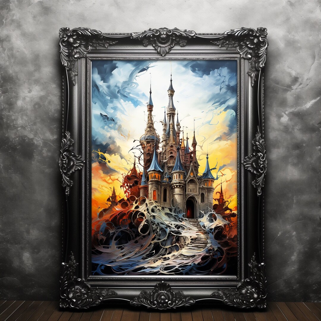 Magical Castle Fine Art Print, Dark Academia Wall Art, Castle Decor