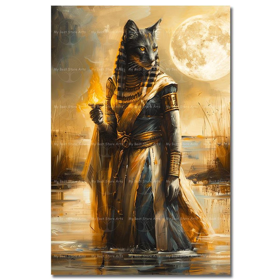 Bastet Cat Goddess Art Print - Gothic Picture, Egyptian Mythology