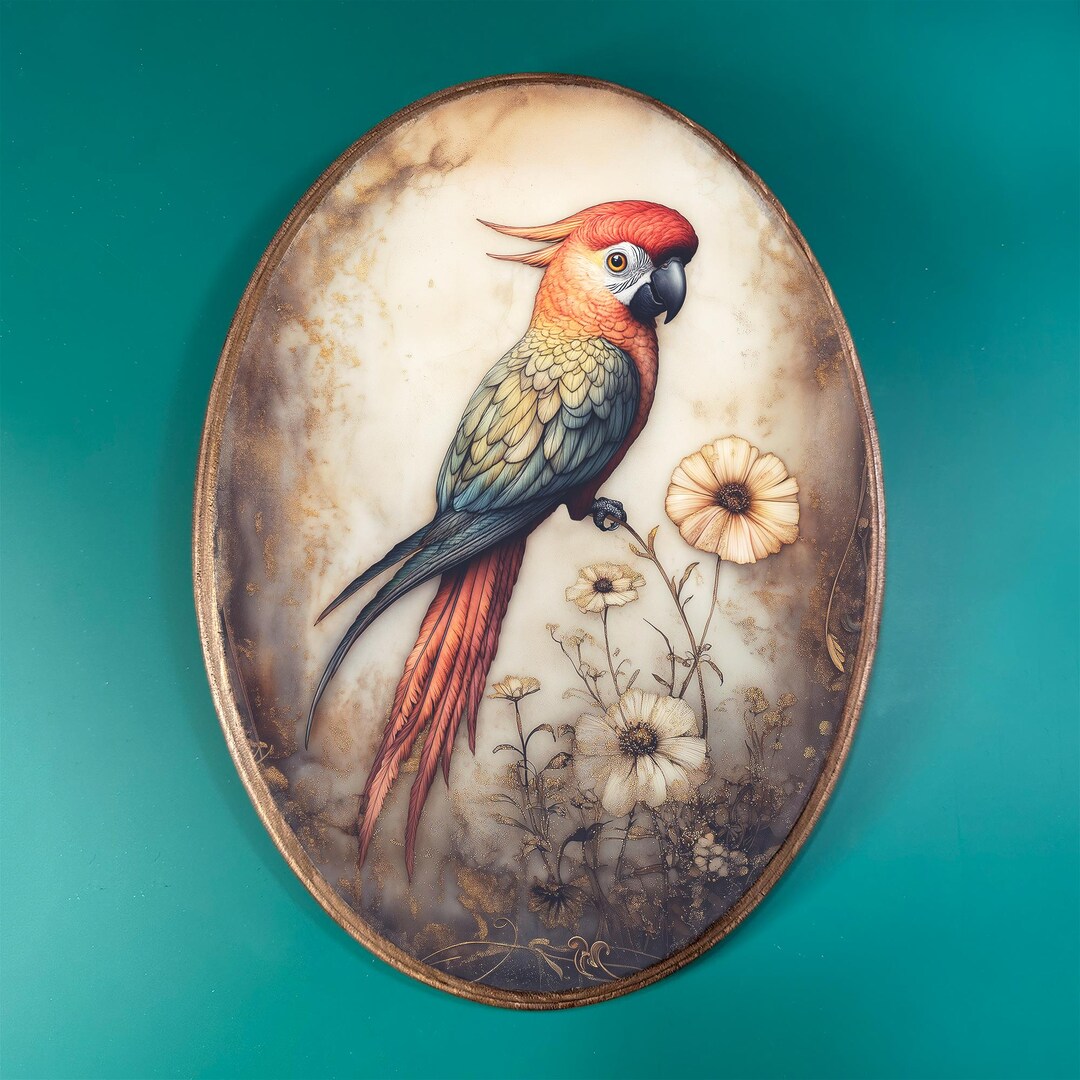 Macaw Parrot Wooden Decor- Cottagecore Vintage Style Wood Plaque ...