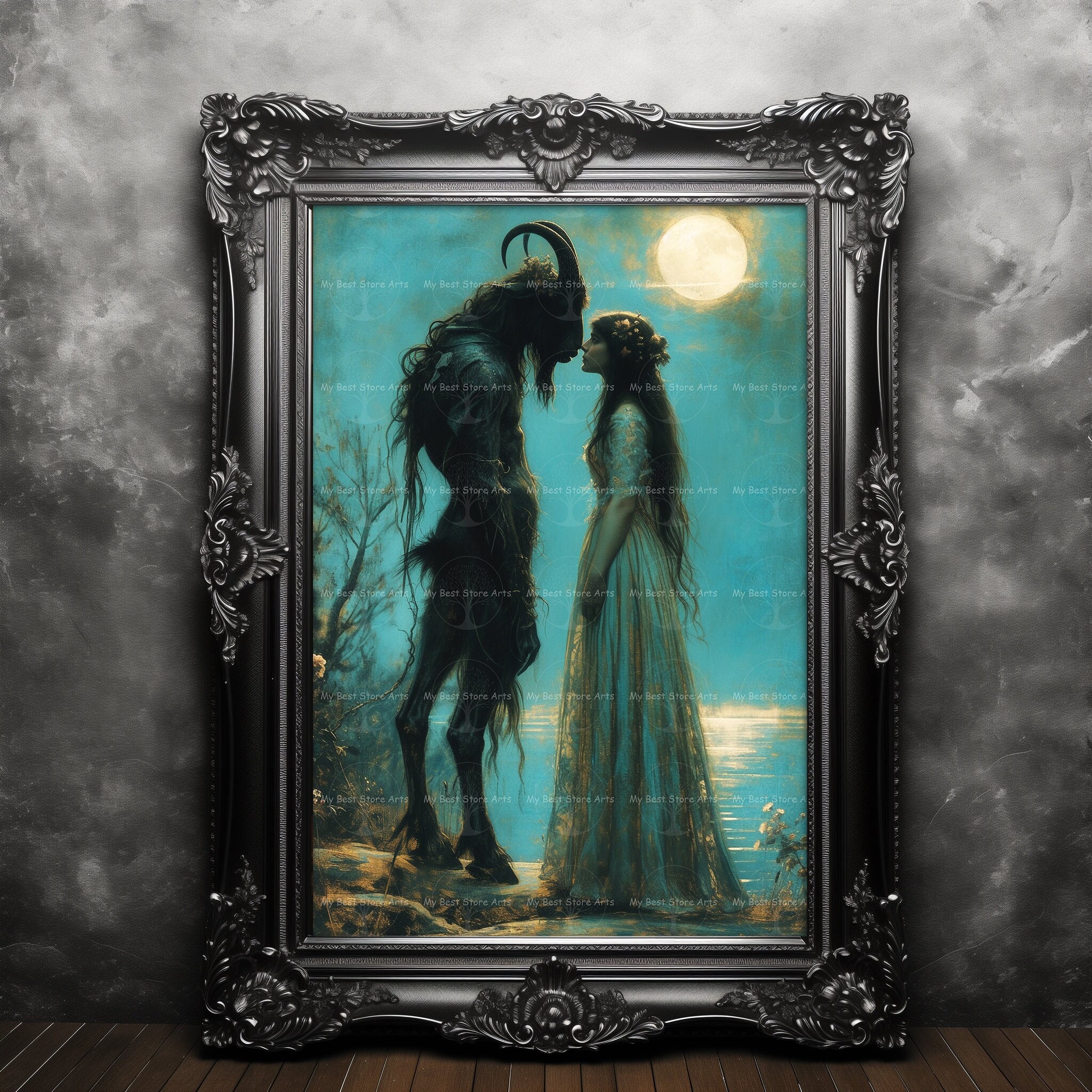 Baphomet and Witch Art Print - Dark Academia Poster, Gothic Witchcraft, Witchy Occult Folklore, Macabre Pagan Wall Decor, Devilish Art, D104