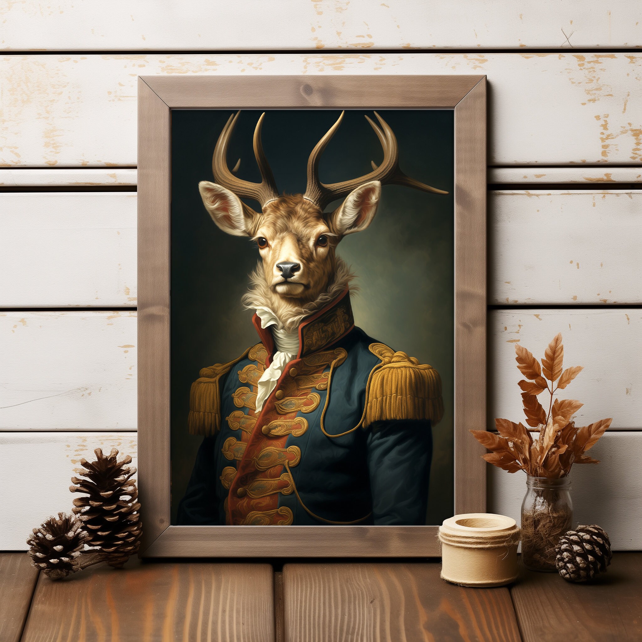 Elegant Deer Art Print, Victorian Decor, Gothic Art, Animal Portrait ...