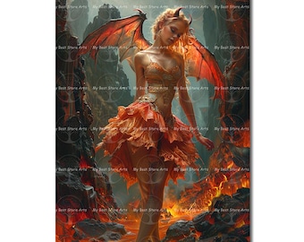 Devilish Dancer Art Print - Dark Academia Poster, Underworld Lilith Wall Decor, Demon Succubus Picture, Pagan Occult