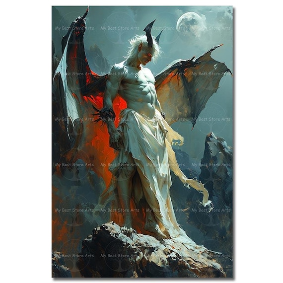 Fallen Angel Prince Art Print - Fantasy Gothic Devil Picture, Dark