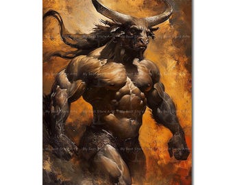 Mythical Minotaur Art Print - Greek Mythology Monster, Fantasy