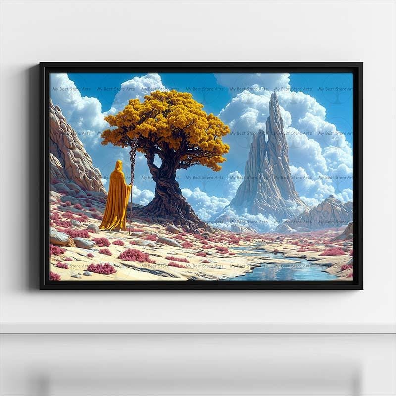 Cosmic Druid Art Print - Surreal Fantasy Landscape Wall Decor, Ethereal ...