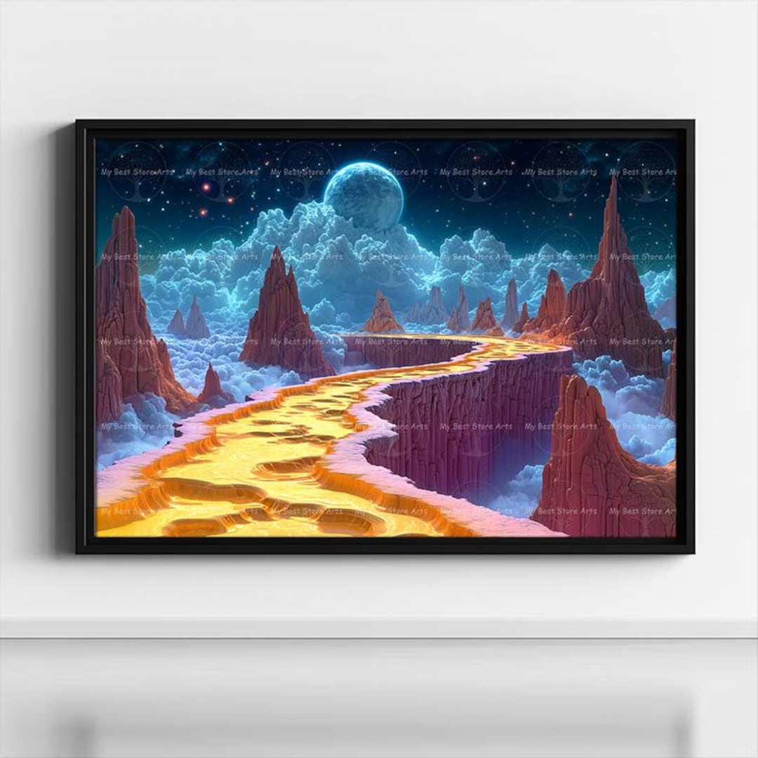 Cosmic Walkway Art Print - Surreal Fantasy Landscape Wall Decor, Sci-fi ...