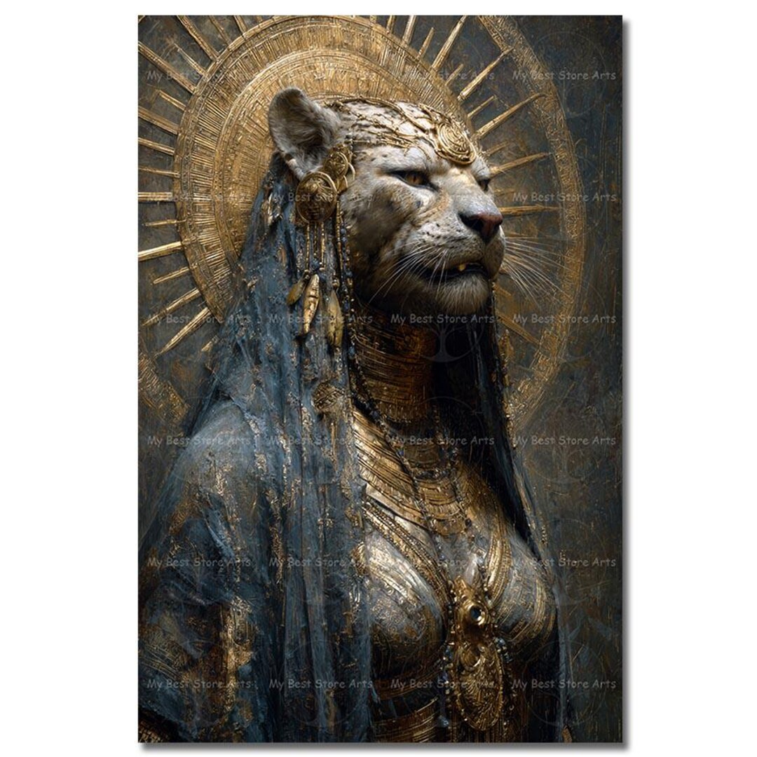 Sekhmet Luster Art Print - Ancient Egyptian Goddess Wall Art, Witchy ...