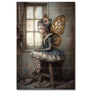 Victorian Fairy Art Print - Fantasy Cottagecore Picture, Fae Poster, Whimsical Wall Decor, Pixie Faerie Wall Art, Folklore Fairytale