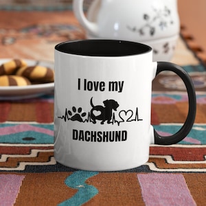 Dachshund Gift for Her Miniture Dachshund Mom Mug for Dachshund Cup I love Dachshund Watercolor Long Haired Dachshund