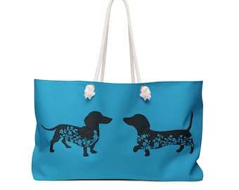 Dachshund Bag Doxie Tote Bag Piebald Dachshund Beach Bag Long Haired Dachshund Weekend Bag Dog Mom Gift Dachshund Puppy