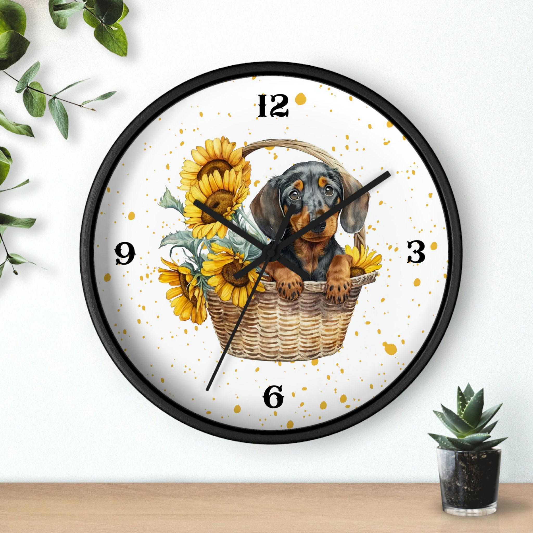 Dachshund Wall Clock Dog Clock Dachshund Lover Clock Sunflower Etsy