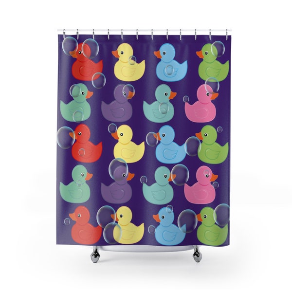 Fun Rubber Duckie Shower Curtain Colorful Curtain Cute Ducks Housewarming Gift for Kids Bathroom Shower Adorable Shower Curtain