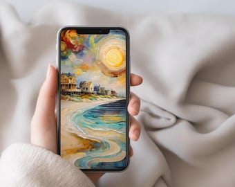 Coastal Beach iPhone Wallpaper: Tropical Ocean Art (Digital Download)
