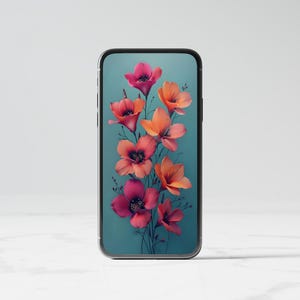 Bunte Blumen Smartphone Wallpaper, bunte Blumen Hintergründe, Sofort Download