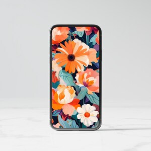 Bunte Blumen Smartphone Wallpaper, bunte Blumen Hintergründe, Sofort Download