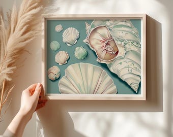 Seashell Serenity Art Print: Coastal Nautical Home Decor (Digital Download)