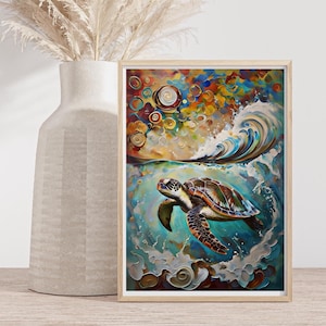 Vibrant Sea Turtle Art Print: Ocean Marine Life (Digital Download)