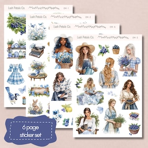 Summer Blue Berry Retreat stickervellen voor planners, bullet journal, scrapbooking, kaarten maken, papercraft, junk journal, esthetische sticker
