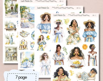 Mediterranean Bliss Sticker Pack for planners, calendar bullet journal, scrapbooking, card making, papercraft,junk journal,aesthetic sticker