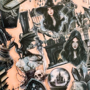 Dark Gothic Academia klistermärken set med 50, stansade genomskinliga vinylklistermärken, scrapbooking, konstjournaling, papperspyssel, skräpjournaldekorationsklistermärken