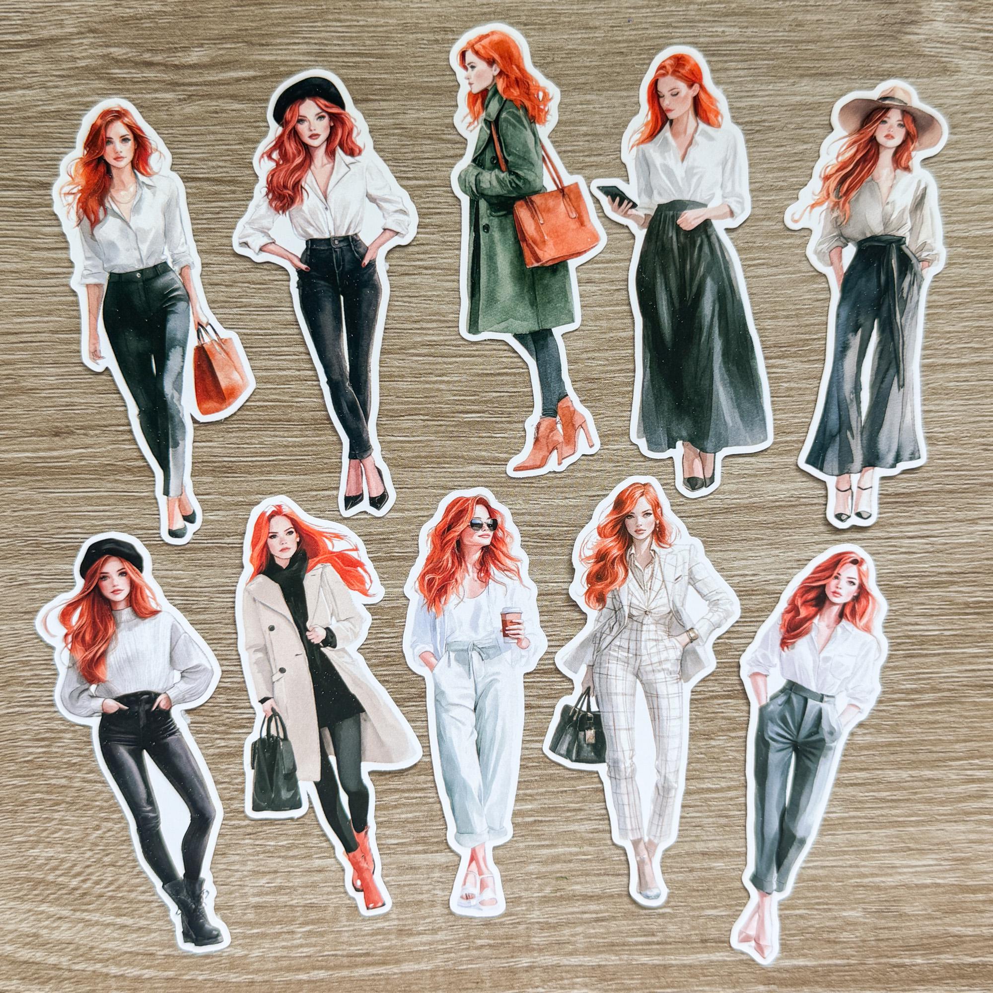 Readhead Spring Girl Sticker Set of 10, Die Cut Stickers, Scrapbooking, Carding Making, Art Journaling,Papercraft,Junk Journal Deco Stickers