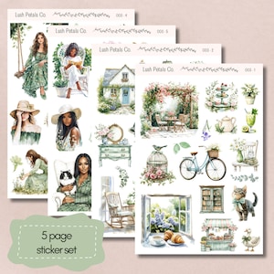 Summer Serenity-stickervellen voor planners, bulletjournal, scrapbooking, kaarten maken, papercraft, junkjournal, esthetische sticker