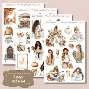 Feuilles d'autocollants confortables pour les journées d'automne, journal à puces, scrapbooking, fabrication de cartes, travaux manuels, journal indésirable, autocollant esthétique, neutre