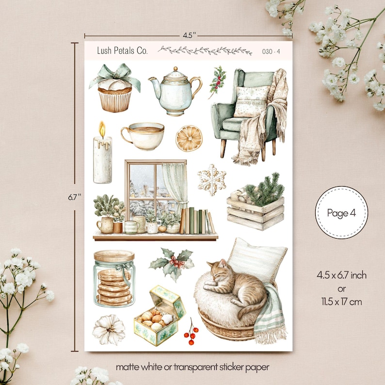 Rustic Pines Holiday Sticker Sheet Pack, Cozy Winter Christmas Stickers ...