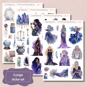 Feuilles d'autocollants célestes au clair de lune, décor de planificateur de scrapbooking fantastique, fabrication de cartes, créations en papier, journal indésirable, autocollants esthétiques mystiques