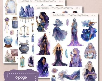 Láminas de pegatinas con motivos celestiales a la luz de la luna, decoración para agendas, álbumes de recortes, tarjetas, manualidades con papel y diarios creativos.