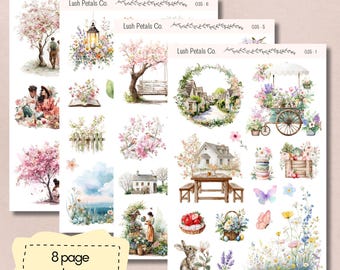 Blossom Dreams Sticker Sheets for planners, calendar bullet journal, scrapbooking, card making, papercraft, junk journal, aesthetic sticker