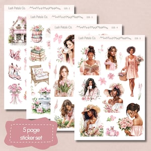 Blush Saison Sticker Blätter für Planer, Kalender Bullet Journal, Scrapbooking, Kartenherstellung, Papierbasteln, Junk Journal, ästhetischer Aufkleber