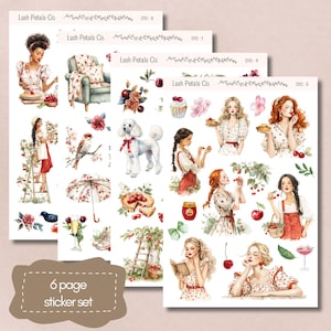 Fogli di adesivi Sweet Cherry Summer per planner, calendari, bullet journal, scrapbooking, creazione di biglietti, papercraft, junk journal, adesivi estetici