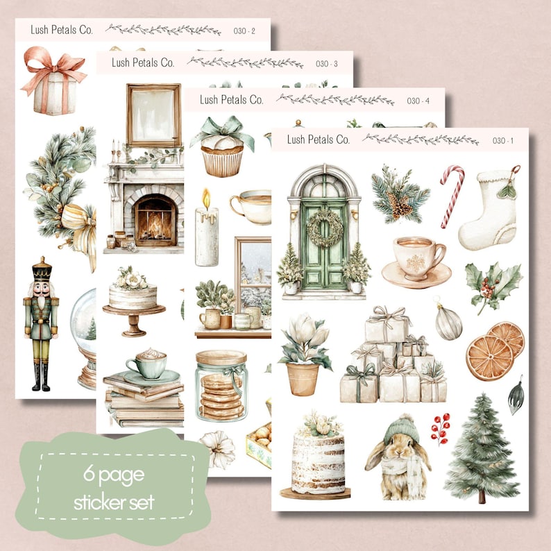 Rustic Pines Holiday Sticker Sheet Pack, Cozy Winter Christmas Stickers ...