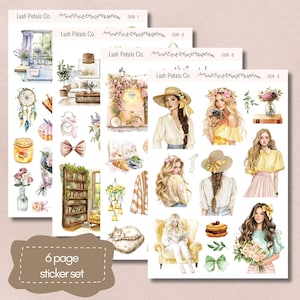 Fogli di adesivi Early Summer Glow per planner, calendari, bullet journal, scrapbooking, creazione di biglietti, papercraft, junk journal, adesivi estetici