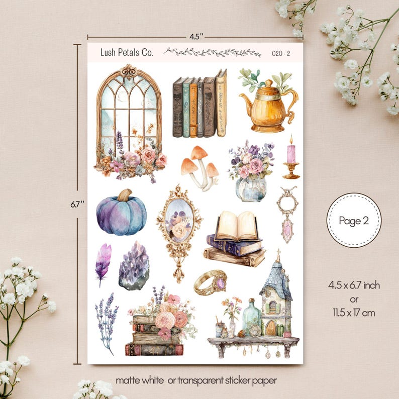 Sweet Spellbound Sticker Sheets, Fantasy Witch Scrapbook Planner Décor ...