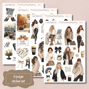 Urban Fall Days Sticker Sheets for planners, bullet journal, scrapbooking, card making, papercraft, junk journal, Autumn aesthetic stickers
