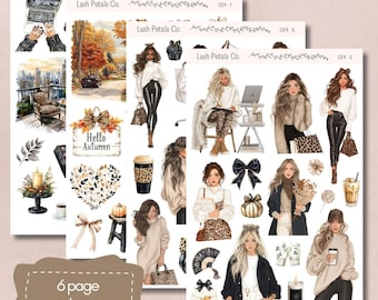 Urban Fall Days Sticker Sheets for planners, bullet journal, scrapbooking, card making, papercraft, junk journal, Autumn aesthetic stickers