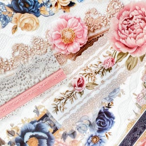Lot de 10 autocollants bordure florale élégante, PET mat, décalcomanies de scrapbooking, journal artistique, travaux manuels, autocollants déco pour journal indésirable, articles de papeterie