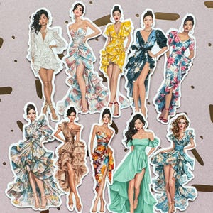 Lot de 10 autocollants mode estivale pour fille, autocollants découpés, scrapbooking, fabrication de cartes, tenue d'un journal artistique, travaux manuels, autocollants déco pour journal indésirable