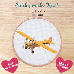Piper Cub Cross Stitch Pattern PDF | Airplane Cross Stitch