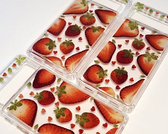 Real Pressed Strawberry Fruit Phone Case: Custom Glitter & Name