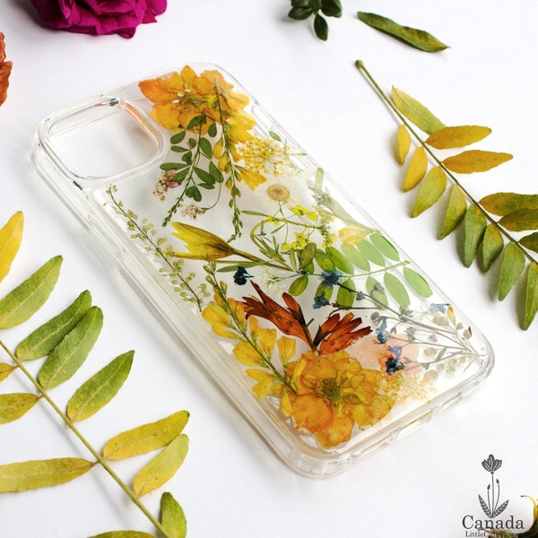 Pressed flower Floral Dried Flowers Cover skin case for IPhone 15, IPhone 15 Plus, IPhone 15 Pro, IPhone 15 Pro Max, Iphone 14, Samsung S24