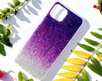 Purple Galaxy Glitter sparkle Cover case for IPhone 14 13 12 11 X Xs 8 9 7  Pro Max mini cases, Samsung s24 s22 s21 FE ultra, Pixel 7 6 7a 5