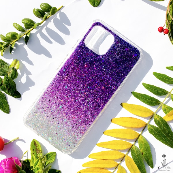 Purple Galaxy Glitter sparkle Cover case for IPhone 14 13 12 11 X Xs 8 9 7  Pro Max mini cases, Samsung s24 s22 s21 FE ultra, Pixel 7 6 7a 5