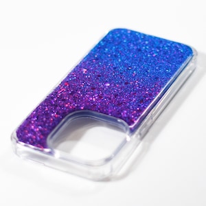 Custodia olografica scintillante blu reale viola glitterata per Apple iPhone 15 14 13 12 Plus Pro/Samsung S24 s23 s22 Ultra, Pixel 8 7 6 9 xl